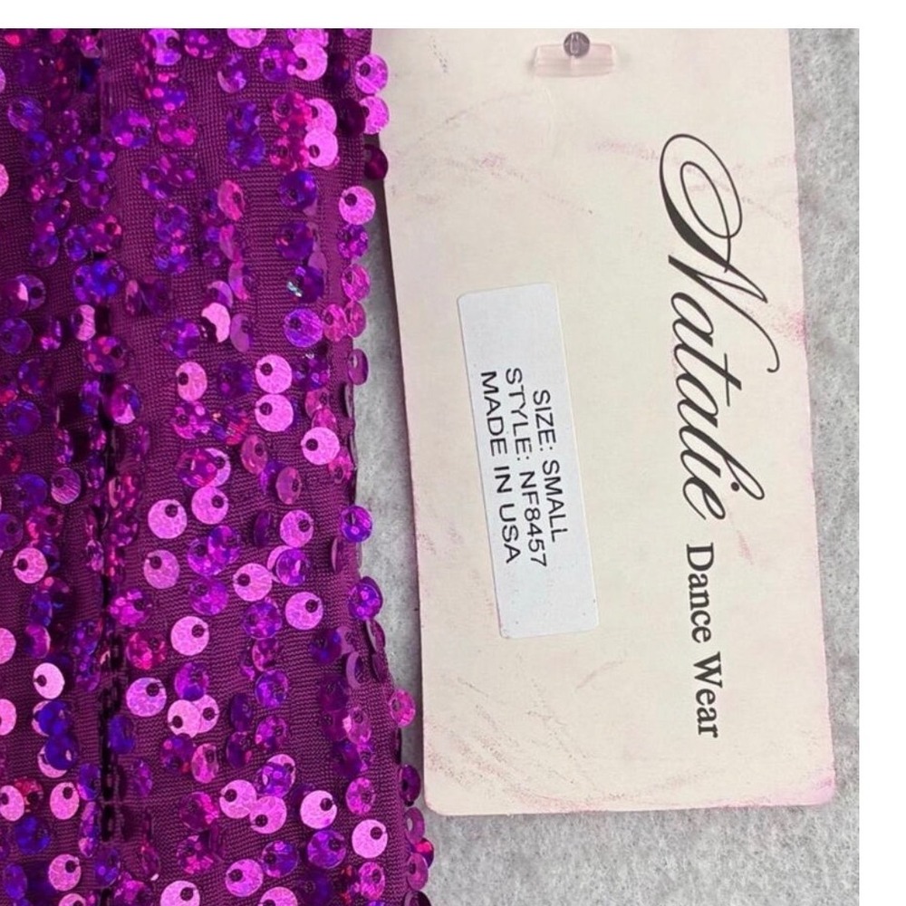 Natalie Dance Wear Sequin Mini Dress‎ Women Small Purple NWT NF8457 Sleeveless - Picture 5 of 10